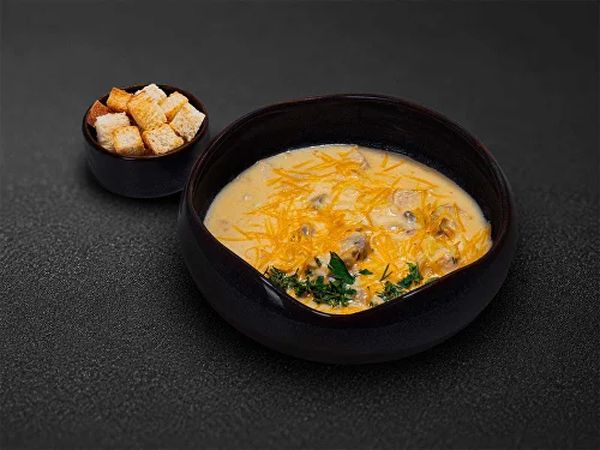 Суп сырный с курицей и грибами