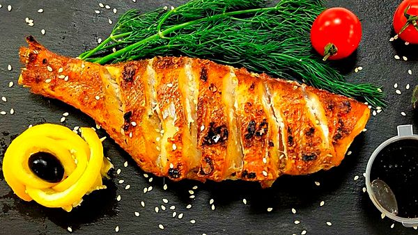 Окунь морской на гриле