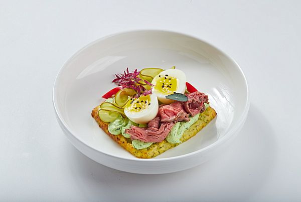 Картофельный гато с ростбифом