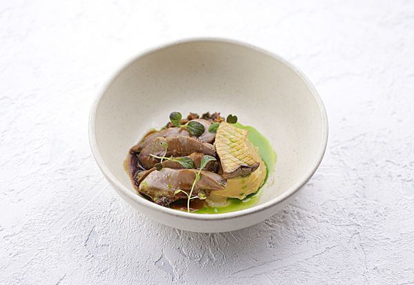 Бараний язык с луковым картофелем