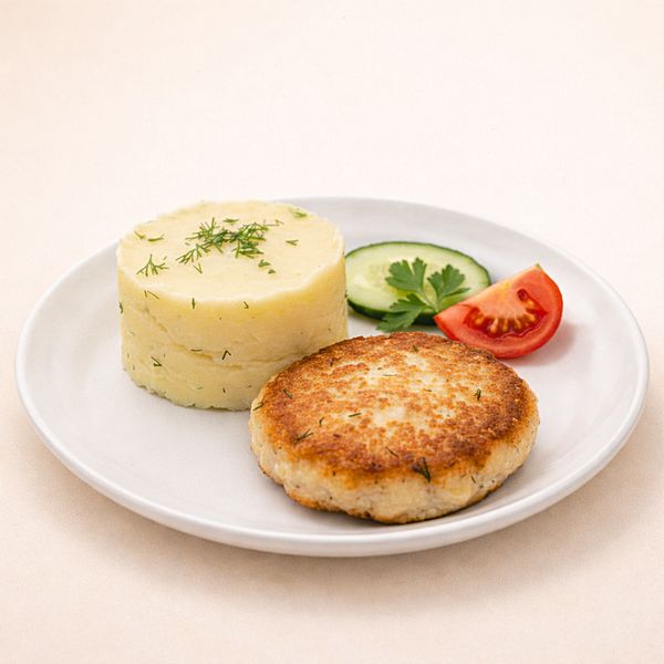 Картофельное пюре с куриной котлетой