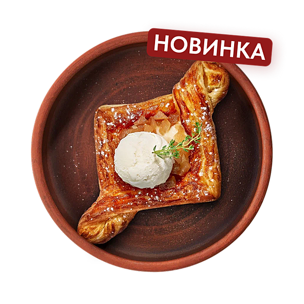 Пеновани с заварным кремом, грушей и мороженым