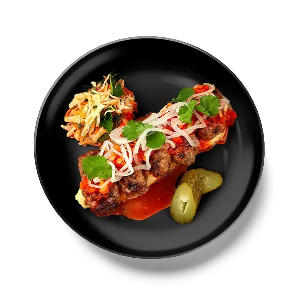 Кебаб с овощами мясной