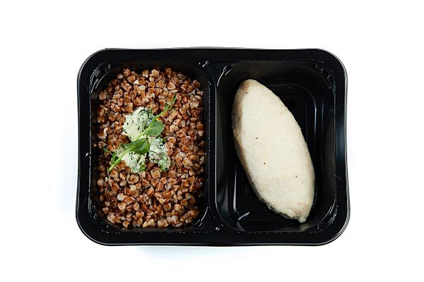 Котлета куриная паровая с кашей гречневой