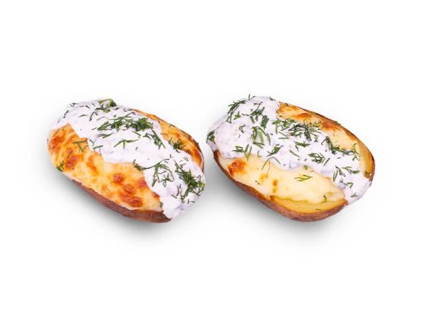 Печеный картофель с грибным соусом