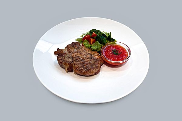 Стейк из свиной шеи с аджикой