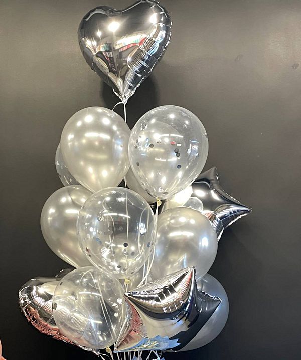 Фонтан шаров серебрянный