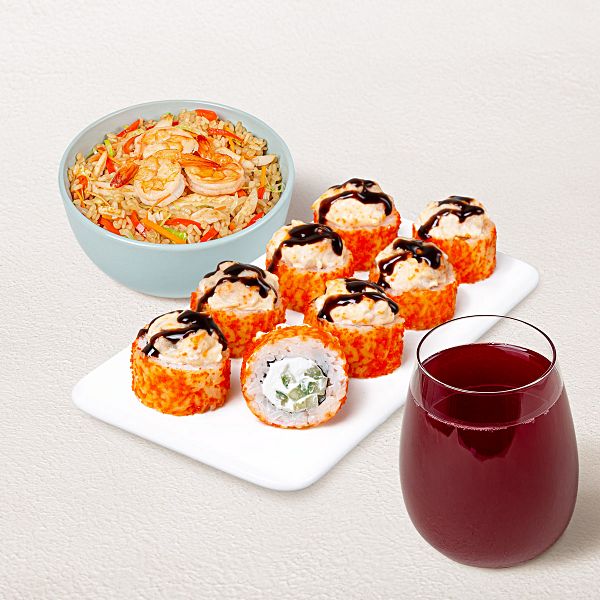 Бизнес-ланч Азиатский M с морсом из черной смородины