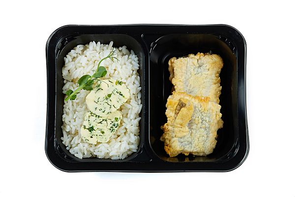 Филе минтая жареный с рисом отварным