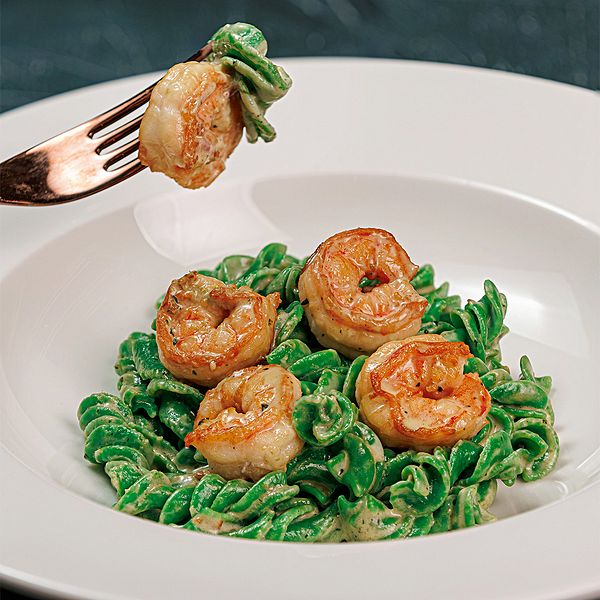 Паста квадро чиз с креветкой