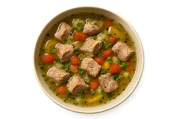 Суп овощной со свининой