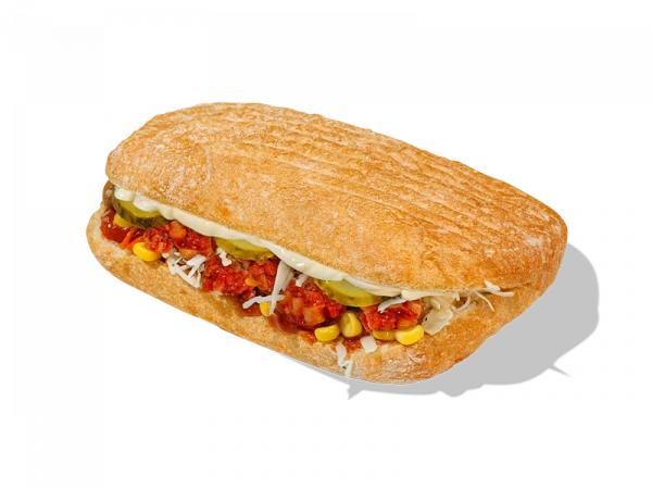 Наедастер в чиабатте с кукурузой