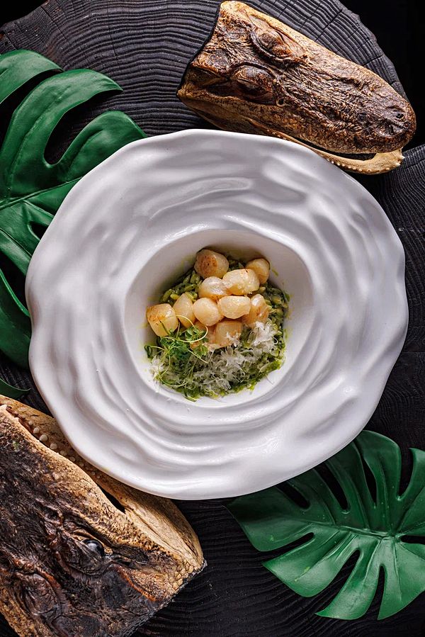 Орзо с морским гребешком