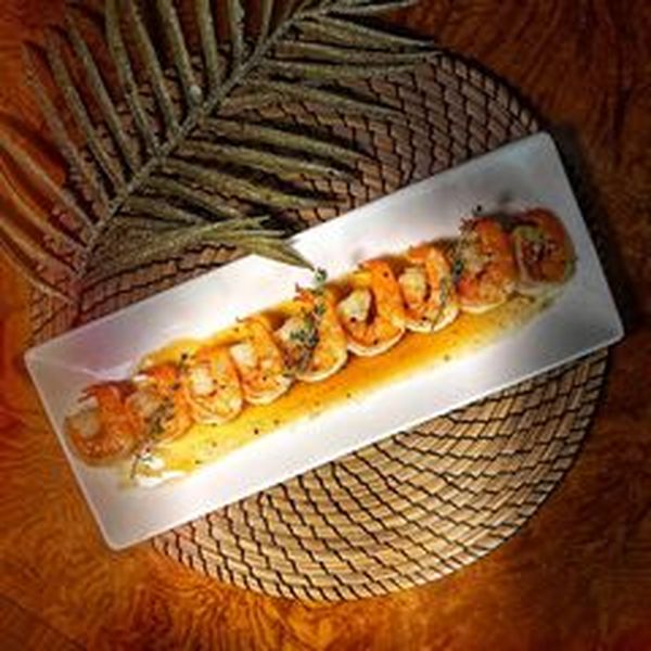 Тигровые креветки в медово-горчичном соусе