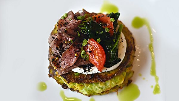 Кабачковые оладьи с Ростбифом