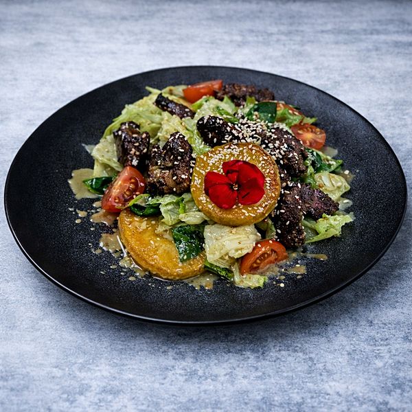 С печенью и карамелизированными яблоками