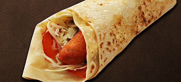 Хот-дог в лаваше баварской колбаской