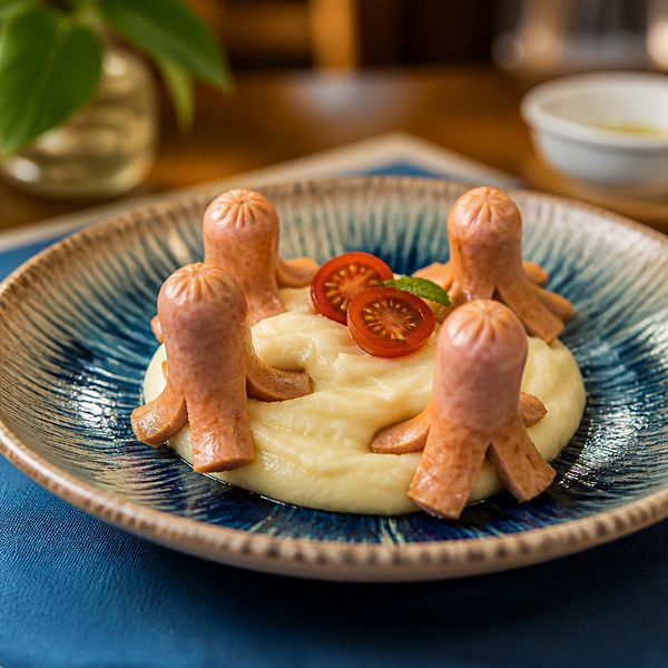 Сосиски из индейки с пюре