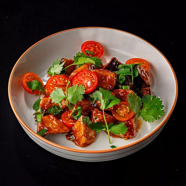 Салат с хрустящими баклажанами