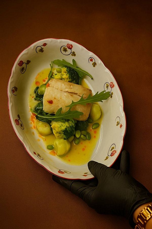 Треска с соусом берблан и овощами new