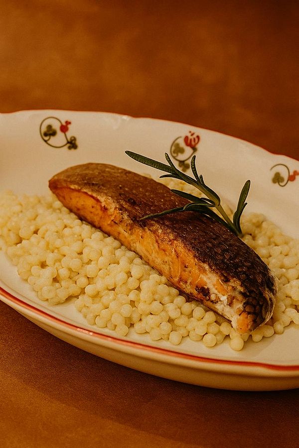 Стейк из лосося с птитимом new