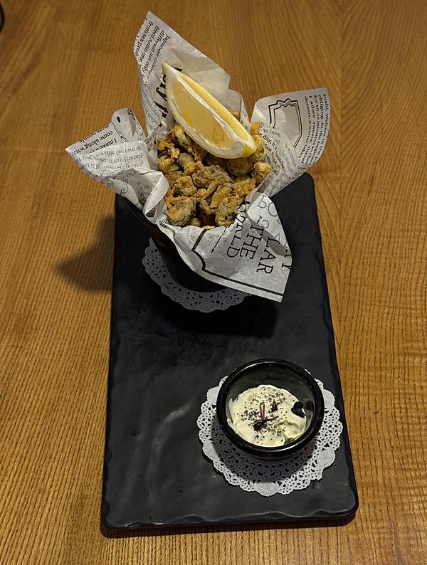 Ведро мидий в темпуре