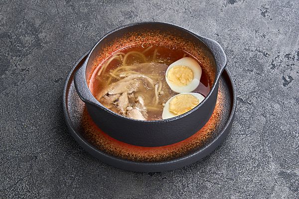 Суп с курицей, лапшой и яйцом