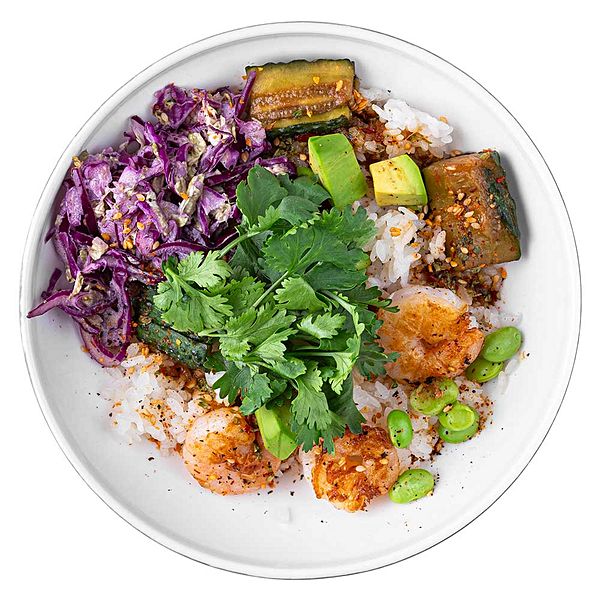 Поке с креветками гриль