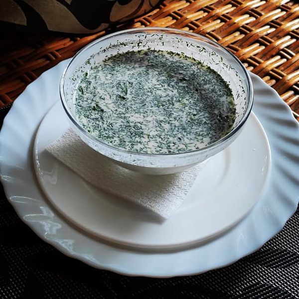 Окрошка с семгой