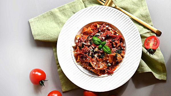 С беконом и запеченным перцем