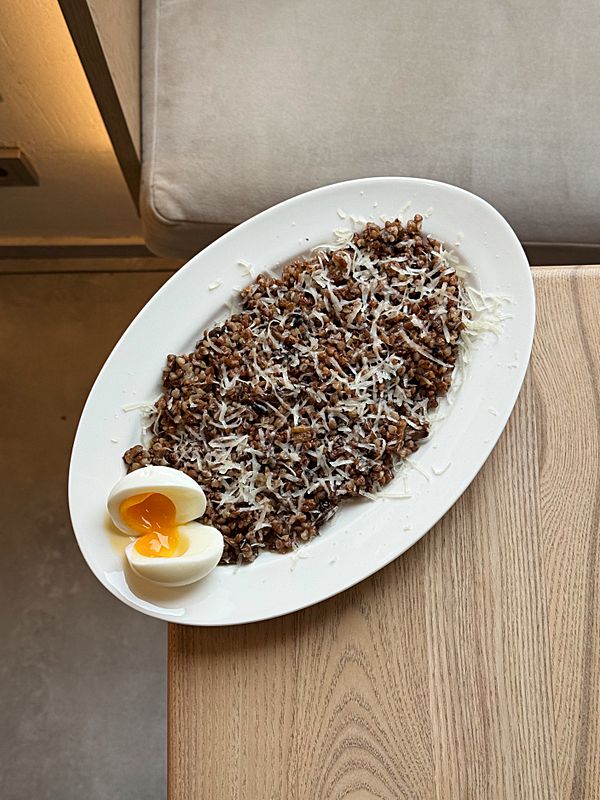 Гречка с грибами и пармезаном