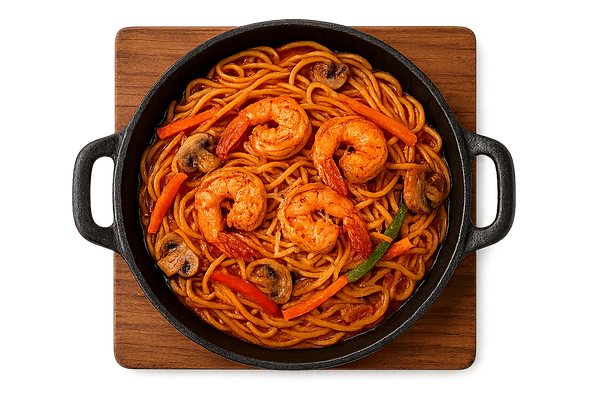 Паста-сковородка с креветкой