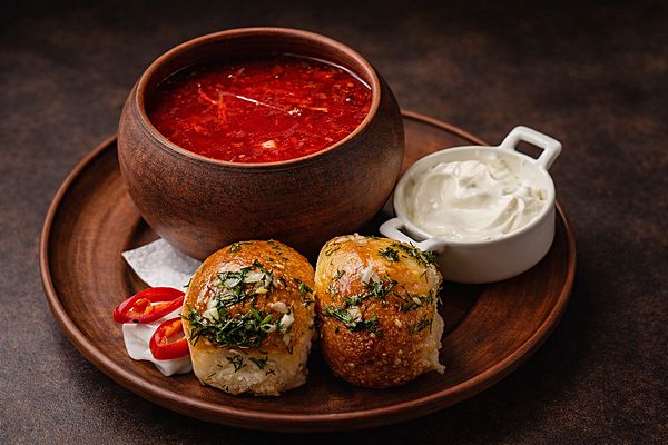 Борщ с пампушками