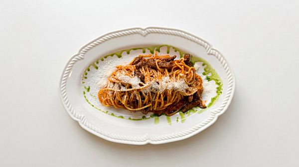 Паста Арабьята с говядиной