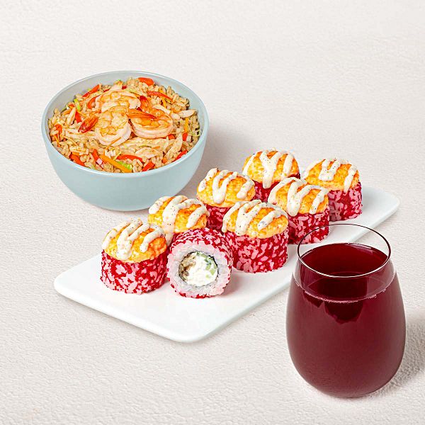 Бизнес-ланч Азиатский M с морсом из черной смородины