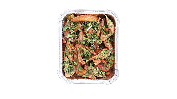 Сковородка со свининой и грибами