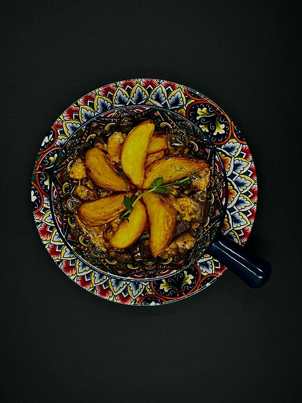 Сковородка по-Ташкентски с курицей и говяжьим языком