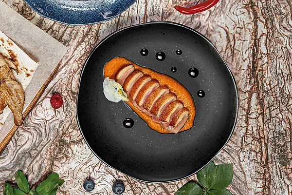 Утиная грудка с пюре из тыквы