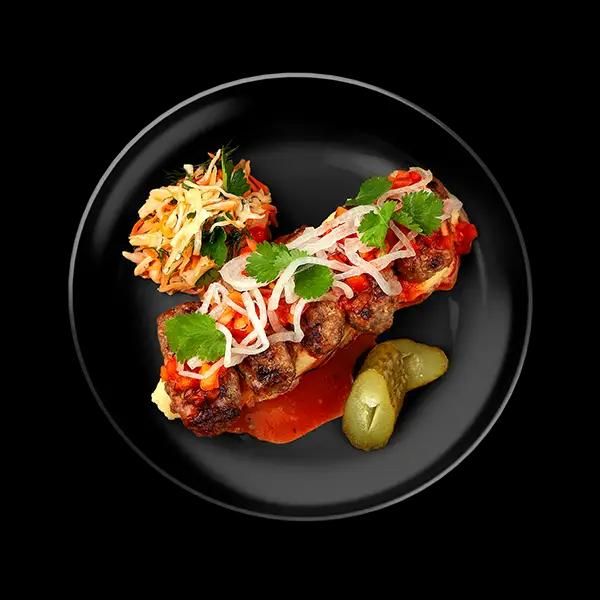 Кебаб с овощами мясной