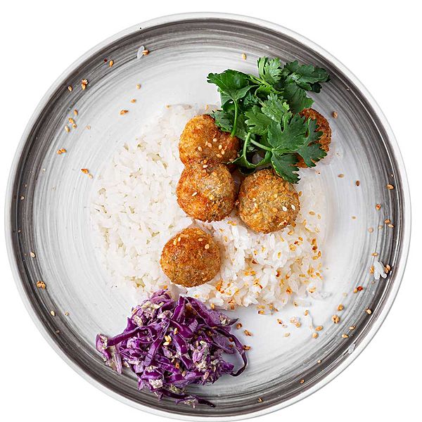 Фишболы с кокосовым рисом