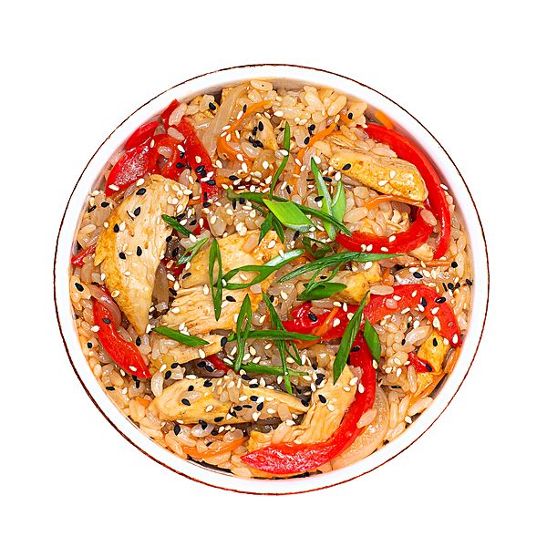 Жареный рис с курицей