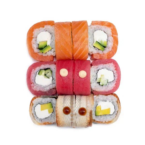 12 кусочков угорь/тунец/лосось