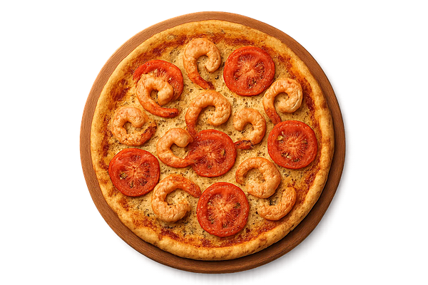 Пицца на сковороде с креветкой