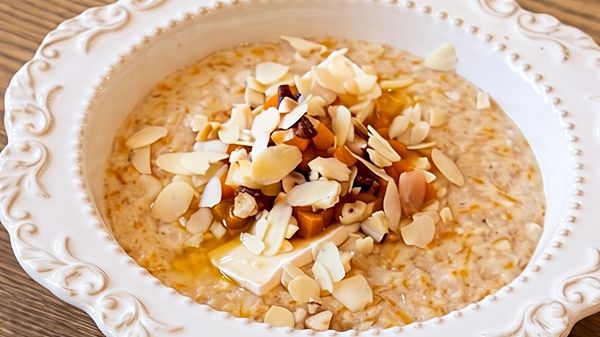 Овсяная каша с бри и тыквой