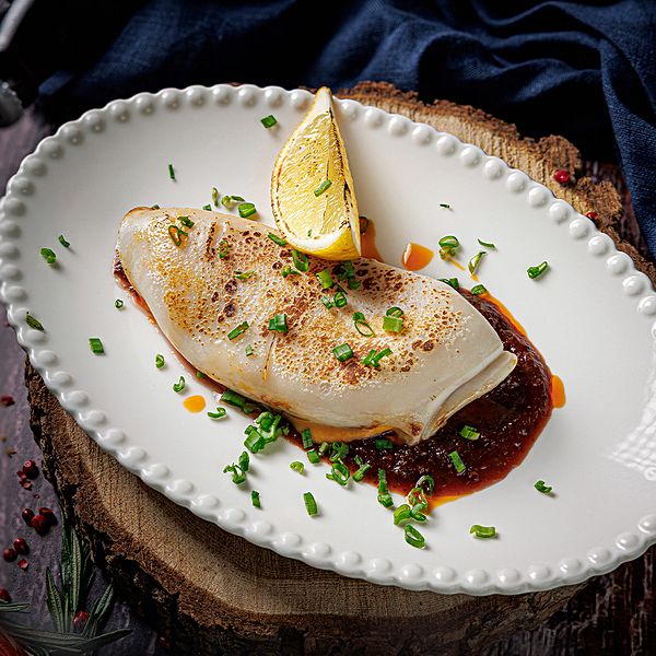 Кальмар Гриль — начиненный сыром и беконом