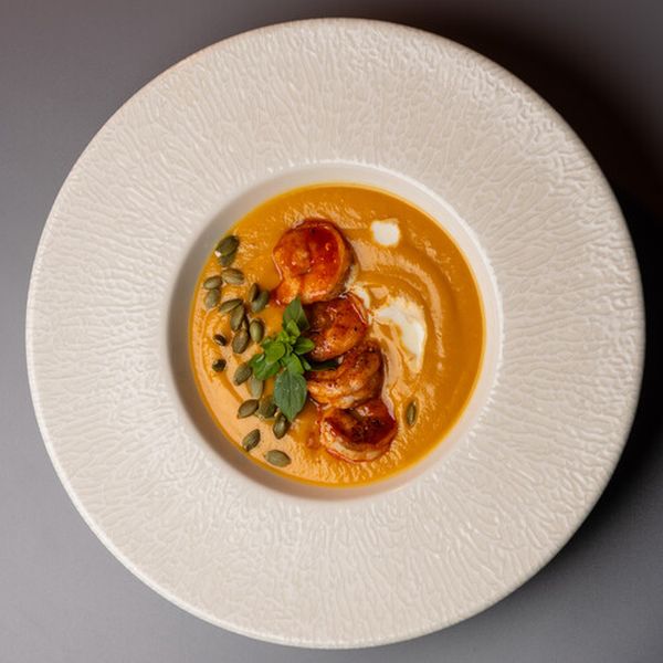 Тыквенный крем-суп с креветкой