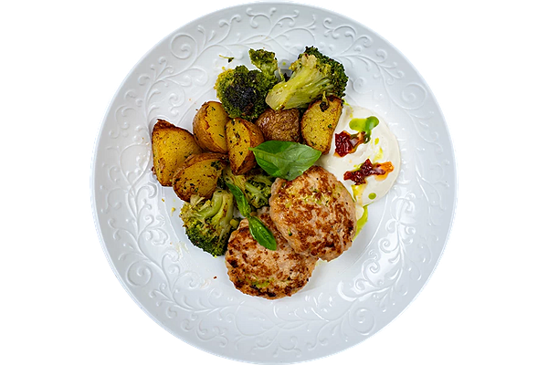 Котлеты из цыпленка с брокколи и картофелем