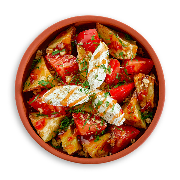Салат с хрустящими баклажанами и сыром