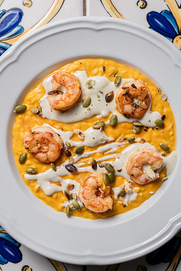 Ризотто с тыквой и креветкой