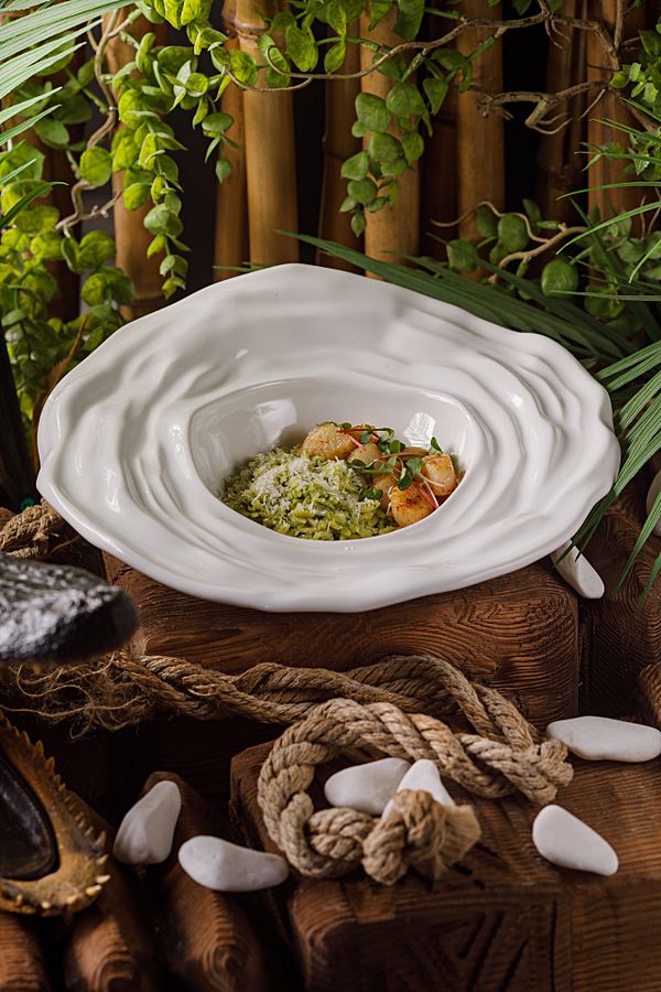 Орзо с морским гребешком